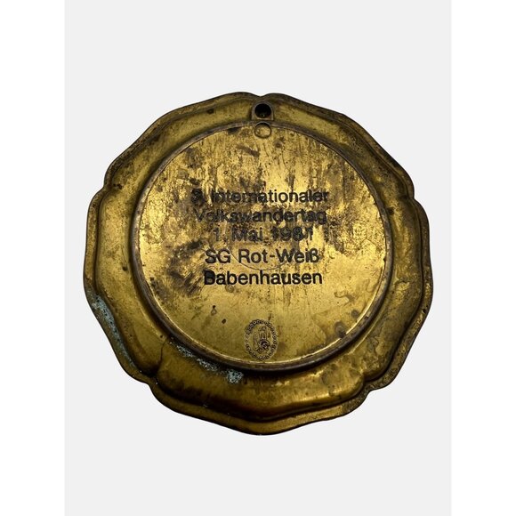 Pair Of Vintage 1978 & 1981 Volkswandertag Brass Wall Hangings 4" German Hiking - Picture 6 of 6
